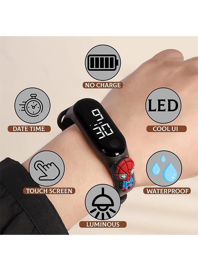 بيبلوسوم 12 ساعة يد رقمية للأطفال بتقنية LED - ساعات كرتونية مقاومة للماء، هدايا بالجملة لحفلات أعياد الميلاد، وحقائب الهدايا، وحشوات البينياتا، وألعاب صغيرة للأولاد والبنات، من سن 3 إلى 12 عامًا (رسومات كرتونية رائعة) - Image 2